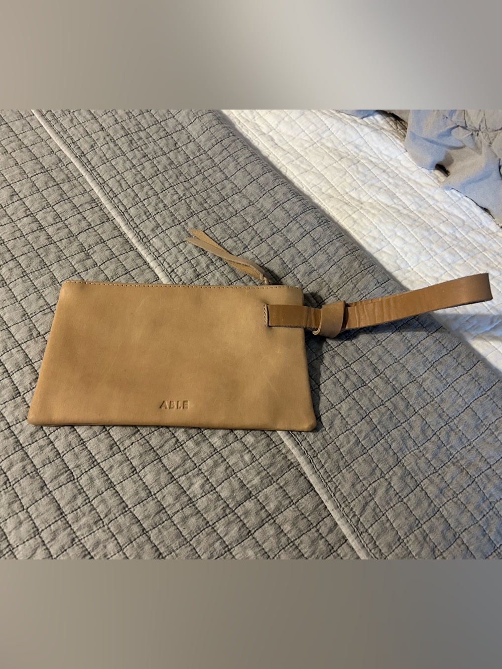 ABLE Tan Leather Wristlet Clutch